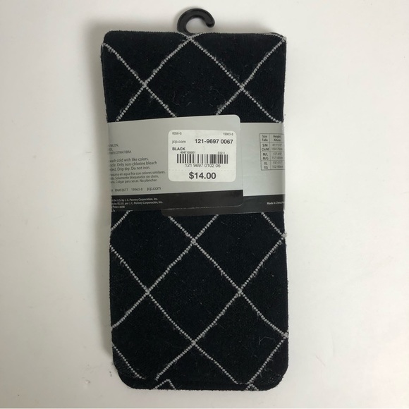 Vintage Worthingron Black Tights With White Diamond Shapes S/M NEW - Picture 3 of 4